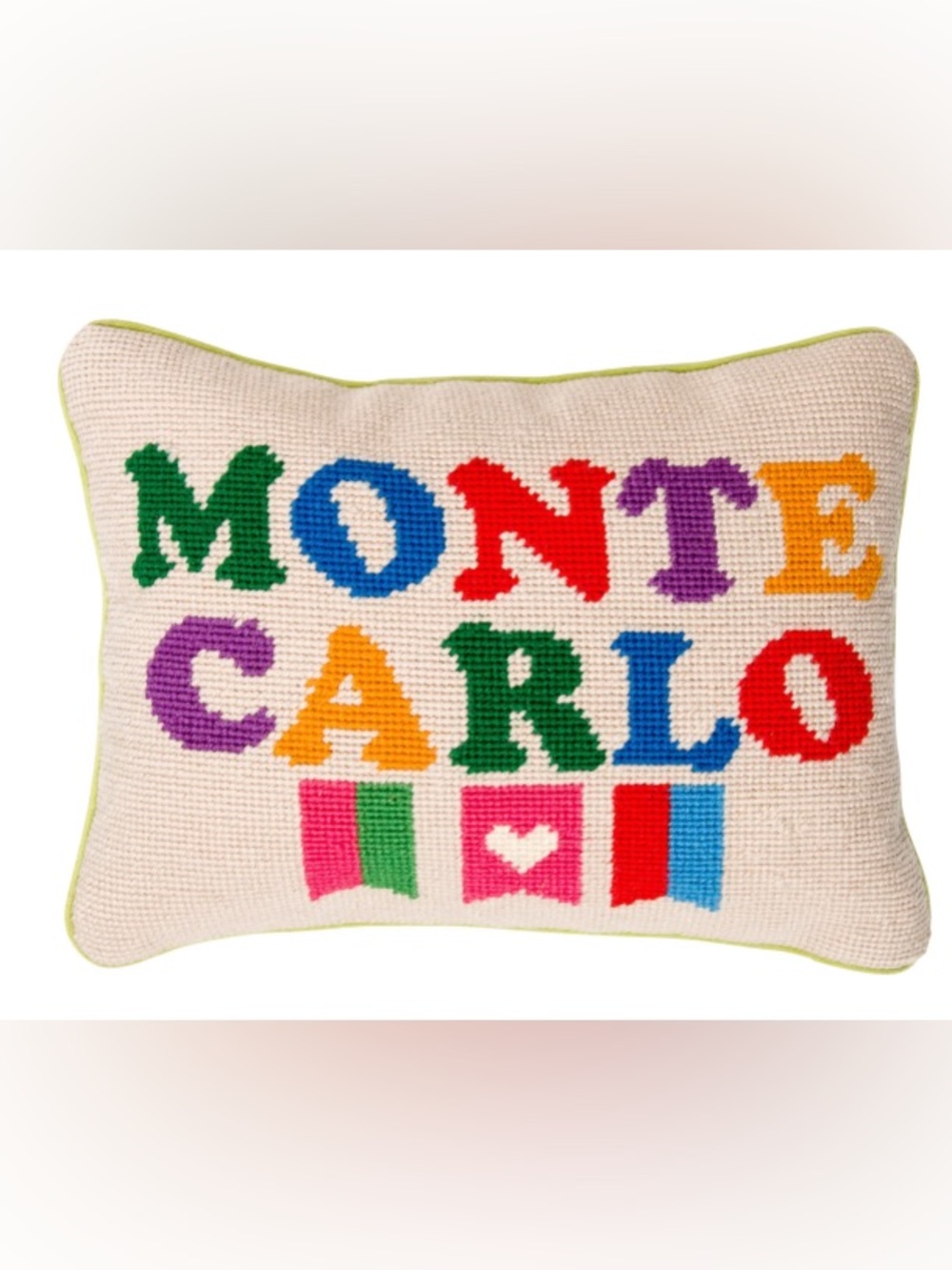 Jonathan Adler Monte Carlo Embroidered Needlepoint Pillow -rare